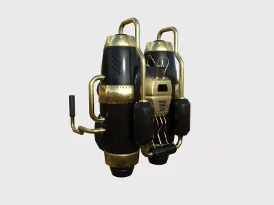 Jetpack A02 Golden Black - SciFi Character Design Low-poly 3D model