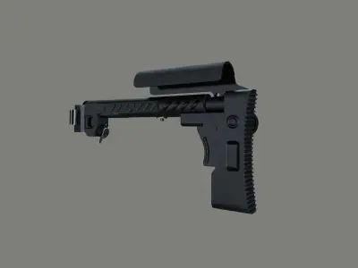 AK PT-3 Zenit Buttstock Low-poly 3D model