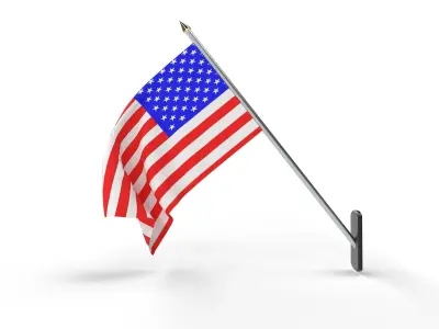 American Flag Pole Low-poly 3D model