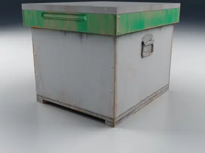 Old Wooden Box White Low-poly 3D model