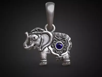 Elephant indian pendant brooch Free 3D print model