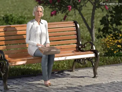Elderly Woman with Handbag Rigged 3D model