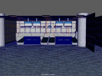 check-in counter Low-poly 3D model
