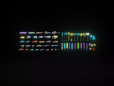 Low Poly Fantastic Weapons Low-poly 3D model