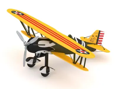 Curtiss P-6 Hawk Vintage Biplane Fighter Aircraft 3D model
