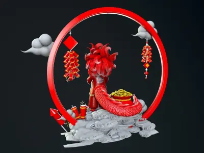 Little Dragons Low-poly 3D model