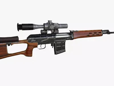 Dragunov Sniper Rifle - SVD Low-poly 3D model