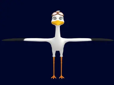 Asset - Cartoons - Character - Animals - Rig - Stork  Low-poly 3D model