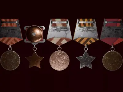 Dayz inspired Post soviet collectible medals Low-poly 3D model
