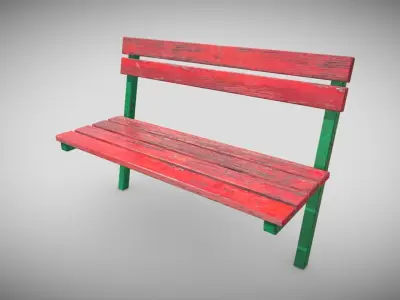 Old Outdoor Bench Low-poly 3D model