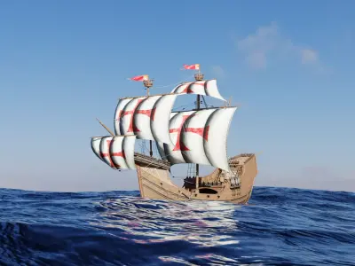 Santa Maria Historic Sailing Ship 3D Model Low-poly 3D model