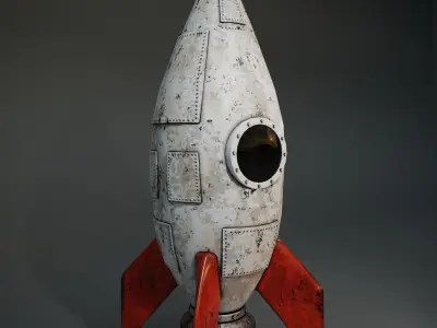 stylized rocket Low-poly 3D model