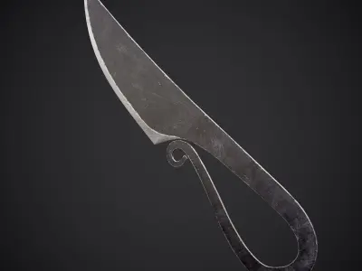 Curved Fishing Knife Low-poly 3D model