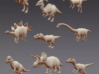 Dinosaur base mesh Mega Pack Free low-poly 3D model