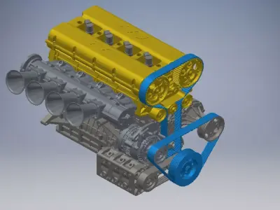 4 Cylinder Engine 3D model 3D model