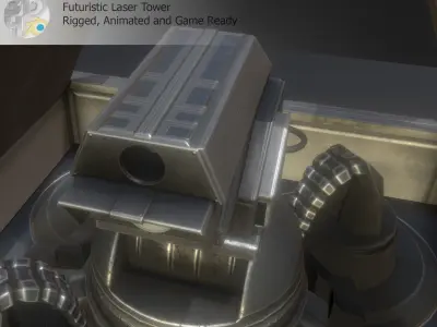 Futuristic Laser Gun Tower Low-poly 3D model