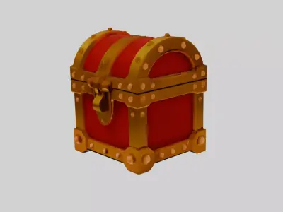 Treasure Chest Red  Low-poly 3D model