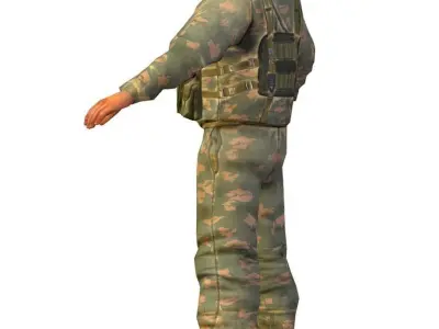 LowPoly Man Old USSR Soldier Low-poly 3D model