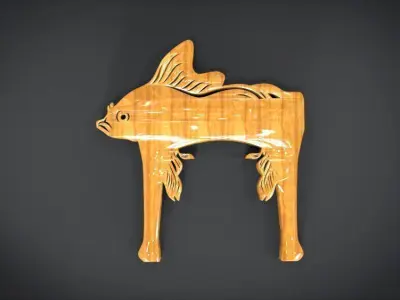 Unique Chair Legs Ornament with Fish Ornament motif Low-poly 3D model