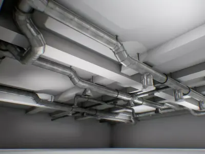 interior air ducts modular system 38 elements lowpoly Low-poly 3D model