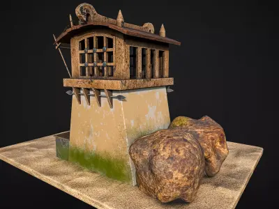 Stylized Medieval Watchtower PBR Textured 3D Model 3D model
