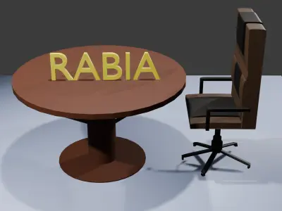 3D Round chair with table modern furniture model Free 3D model