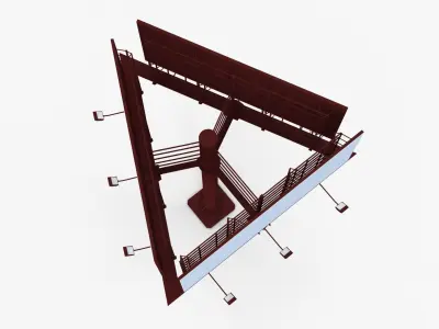 Billboard 3 Red Low-poly 3D model