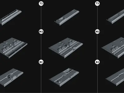 Sci-Fi Wall Panels Kit II - 18 Parts - Props 3D model