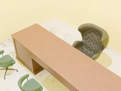 Modern Bank Interior Design Visualization Low-poly 3D model