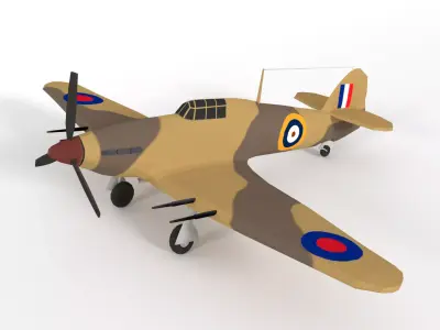 Low Poly Hawker Hurricane MK IIC WW2 Airplane Low-poly 3D model