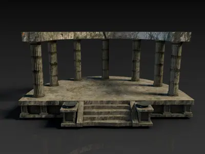 Low poly temple altar Low-poly 3D model