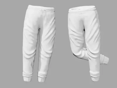 Rigged white Sweatpants 3D model
