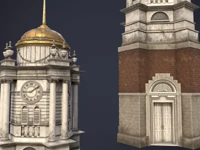 Tower Clock Low-poly 3D model