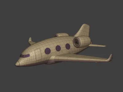Cartoon Private Jet Low-poly 3D model