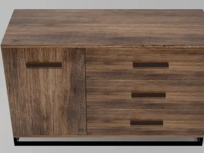 Wooden chest of drawers 01 Free 3D model