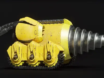 Fantasy Drill Underground Heavy Vehicle Rigged PBR 3D model