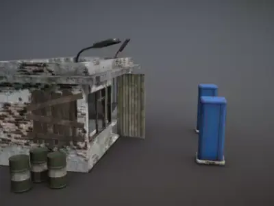 High-Resolution 3D Abandoned Gas Station Model 3D model