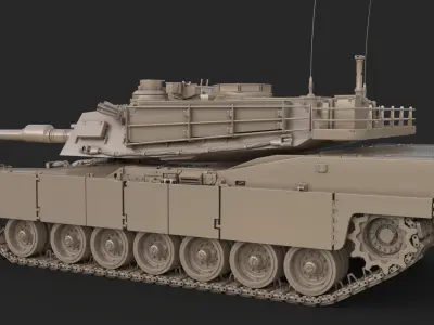 Tank M1 Abrams Clay 3D model