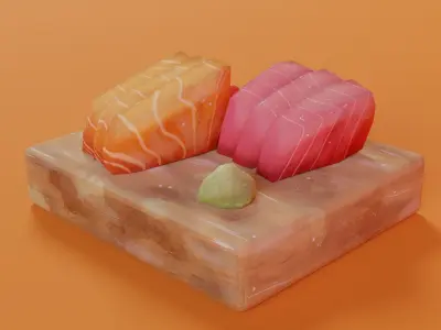 Hand-painted sashimi Low-poly 3D model