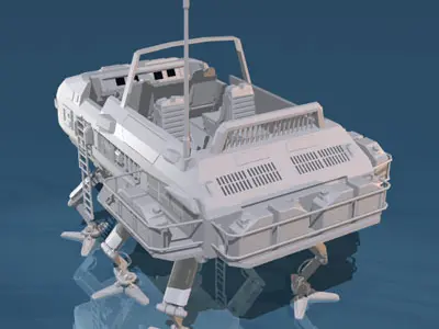 Sc-fi desert rover with legs 3D model