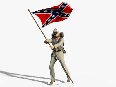 American Civil War Confederate soldier - Johnny Reb Rigged  Low-poly 3D model