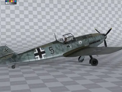 Messerschmitt BF109 German Fighter Airplane Green V2 3D model