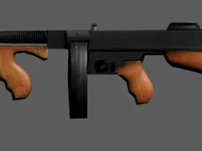 Tommy Gun 3D model Low-poly 3D model