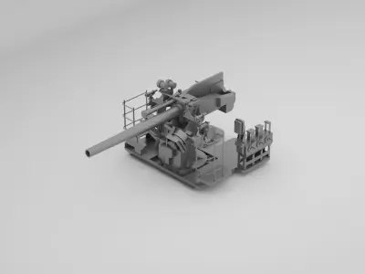 5 inch - 127mm 25 Mk19 Single Naval Gun 3D model