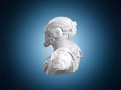 Sci Fi Robot Bust Armored Design 3D print model