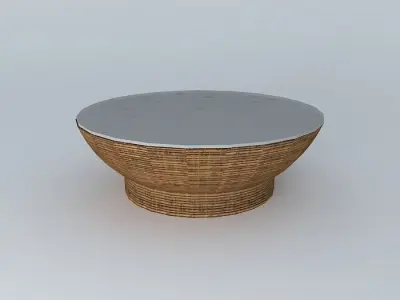 mesa de centro rattan e vidro coffee table rattan and glass Free 3D model