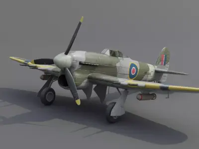 Hawker Typhoon Mk Ib Fighter Aircraft Low-poly 3D model