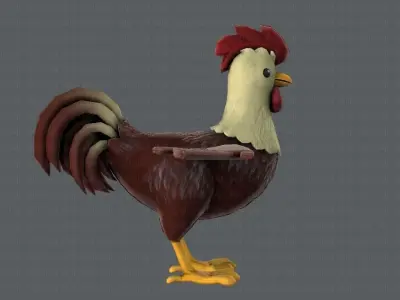 Chicken cartoon baseV02 Low-poly 3D model