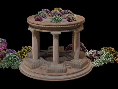 Ancient architectural ornament with doric columns KIT 3D model