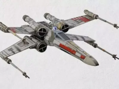 Futuristic Space Fighter Low-poly 3D model